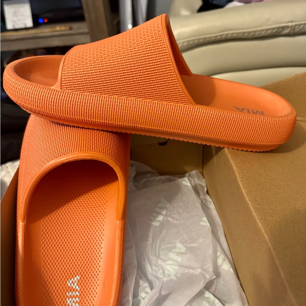 MIA Orange Slide Sandals